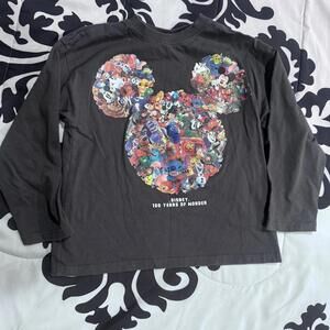 Zara Disney 100 Years of Wonder Black Long Sleeve Kids T-Shirt 5-6 Years